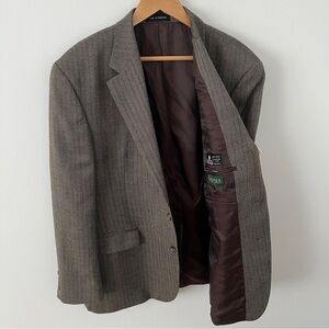 Ralph Lauren Sport Coat Sz 44R Blazer Two Buttons Herringbone Plaid Wool Brown